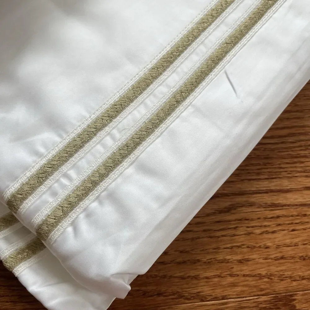 New Maurizio Italy Queen Sheet Set 4PC White Cotton Sateen 420 TC Luxury Bedding